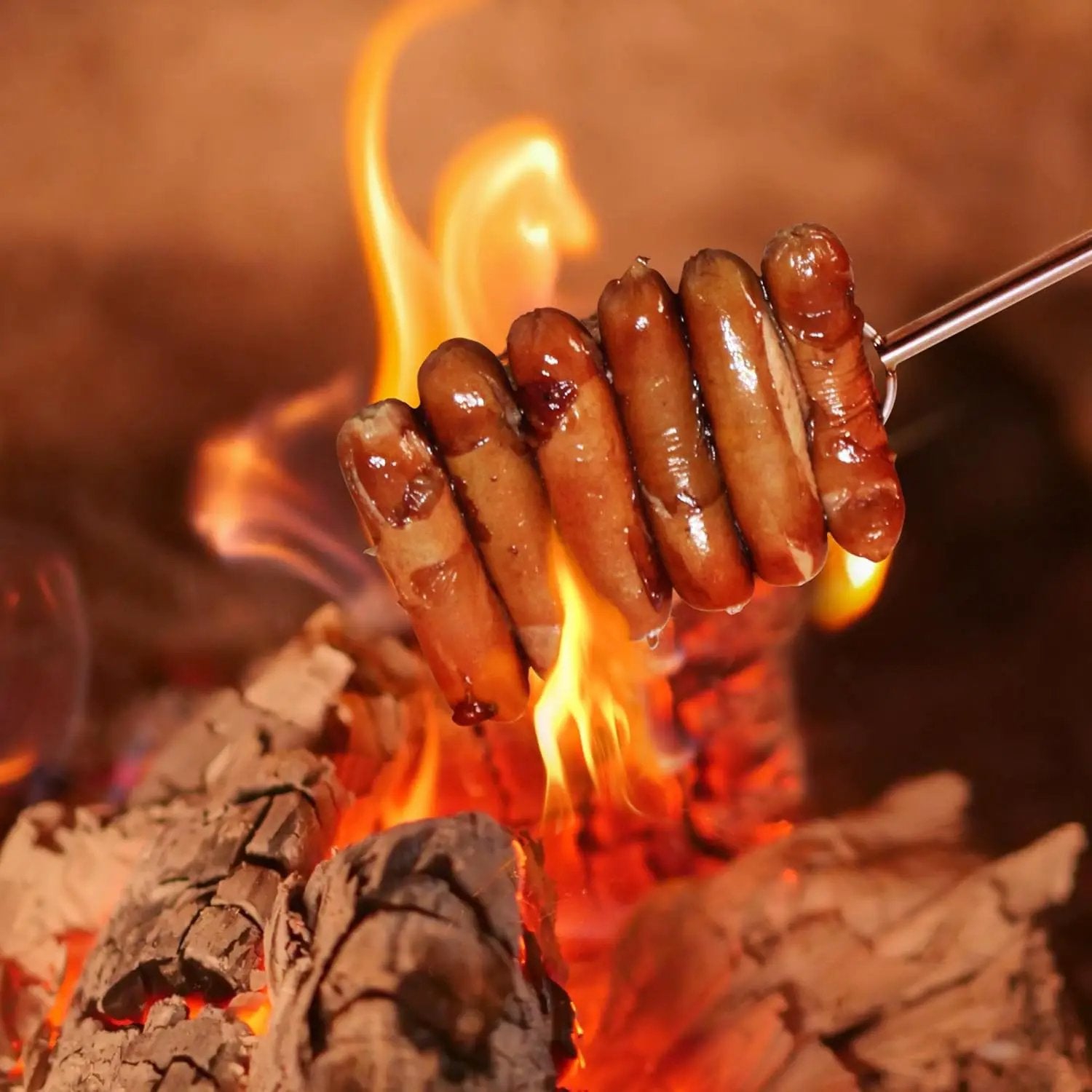 32" Heavy Duty Hot Dog Roasting Sticks for Campfire, Smores Sticks for Fire Pit Long, Marshmallows Skewers (4 Pack) by GreenHaven Gardens