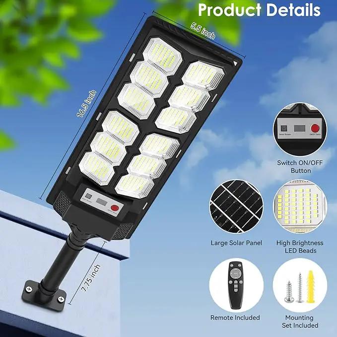 Solar Lights Outdoor Waterproof, 6500K 13000LM LED Dusk to Dawn Solar Street Light, Solar-Powered Flood Lights with Motion Sensor and Remote Control, Solares Parking Lot Light for Yard Walkway, 6-Pack by GreenHaven Gardens