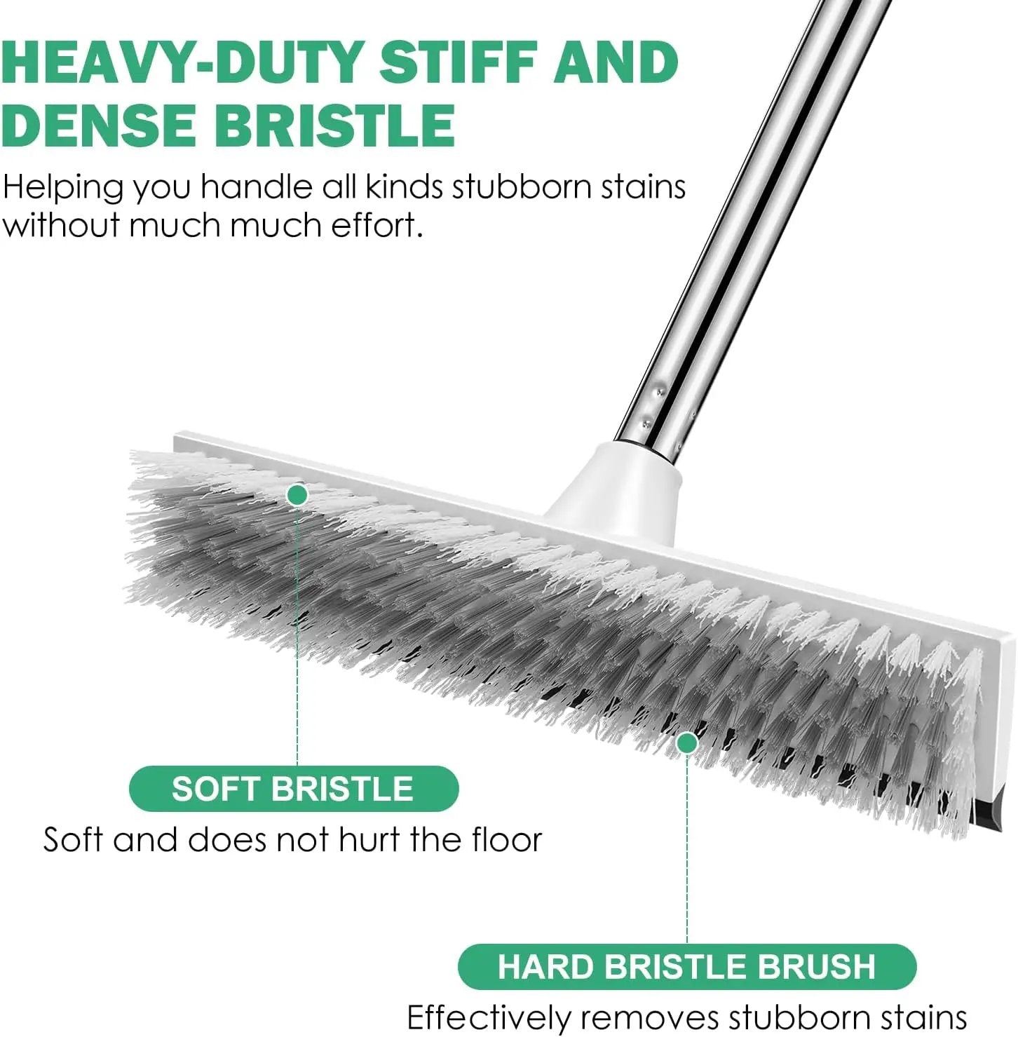 SetSail Upgraded Large 12 in Wide Floor Scrub Brush with 51-Inch Long Adjustable Handle 2 in 1 Scrape Brush Stiff Bristle Floor Scrubber for Cleaning Shower Bathroom Garage Kitchen Wall Deck Tub Tile by GreenHaven Gardens