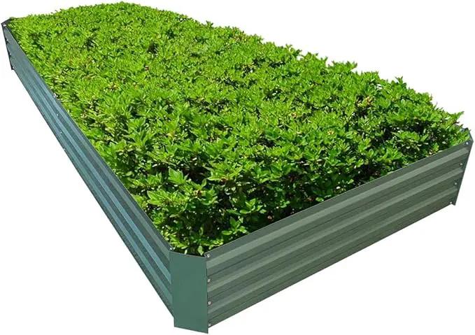 8x4x1ft Metal Raised Garden Bed Kit，Galvanized Garden Bed Box for Vegetables, Flowers, Herbs, and Succulents,240 Gallon Capacity - Green by GreenHaven Gardens