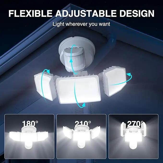 85W LED Security Lights Motion Sensor Light Outdoor, 8500LM Dusk to Dawn, IP65 Waterproof, 6500K, 3 Head Motion Detected Flood Light, Floodlight for Outside, Garage, Yard, Porch (White) by GreenHaven Gardens