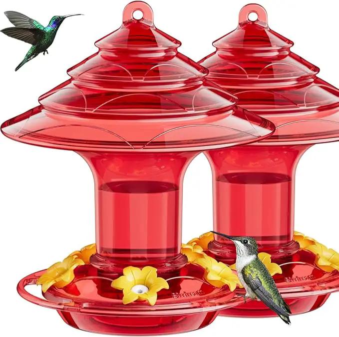 Birdream Hummingbird Feeder for Outdoors Hanging 40oz 10 Feeding Ports, 2 Pack Humming Bird Feeder with Ant Moat Brush Leak Proof - Solid Red by GreenHaven Gardens