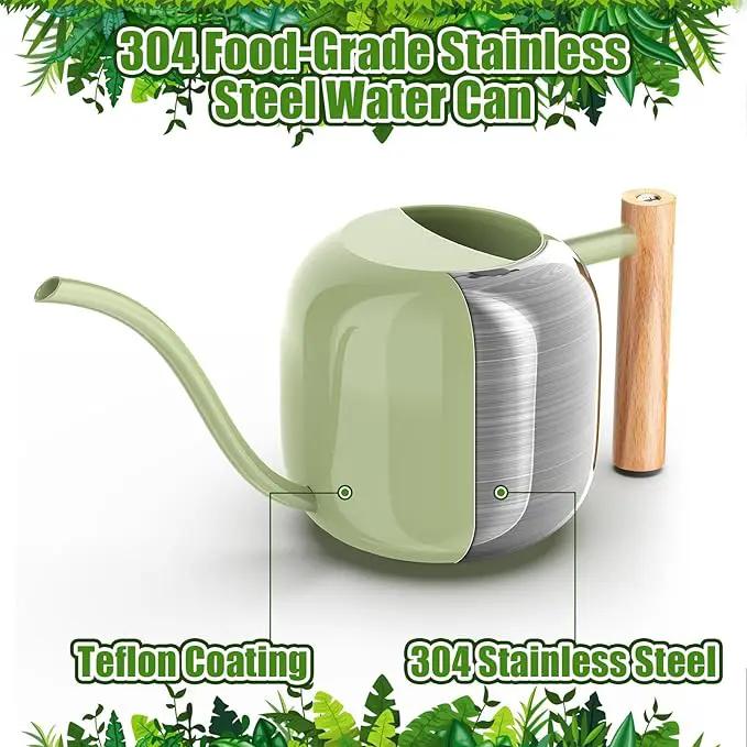 Green Moon Watering Can Indoor Plants 1.2L/41oz Sage Green Water Can Indoor Metal Small Water Can Pot with Long Spout for House Bonsai Plants Garden Flower Decorative by GreenHaven Gardens