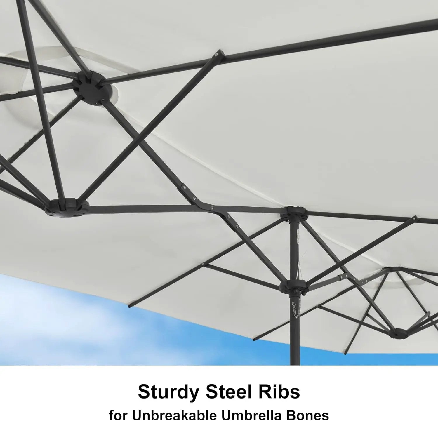 PURPLE LEAF 14ft Patio Market Umbrella Outdoor Double-Sided Umbrella with Base and Crank Rectangle Table Umbrella for Pool Deck Garden, White by GreenHaven Gardens