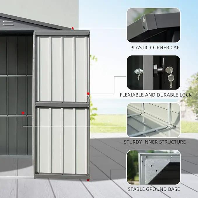 Domi 10’ x 8’ Outdoor Storage Shed, Metal Sheds Tool Storage Gable Roof with Lockable Door & Air Vents, Outdoor Galvanized Steel Sheds for Backyard,Garden,Patio,Lawn by GreenHaven Gardens