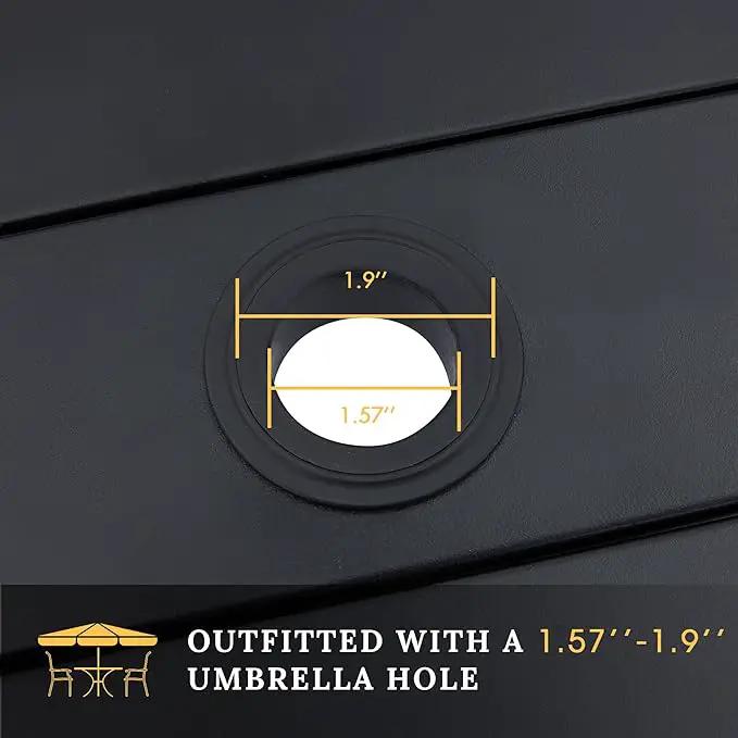 VICLLAX 47.2" Outdoor Round Patio Table for Lawn Garden, All Weather Metal Round Patio Dining Table with Adjustable Umbrella Hole, 6 Person Patio Table, Black Tabletop by GreenHaven Gardens