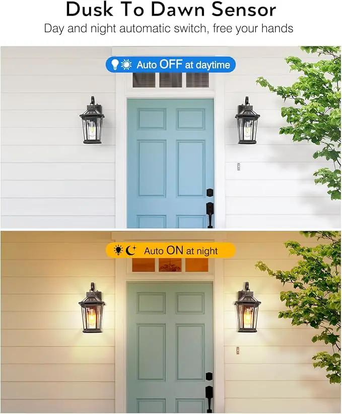VIANIS Dusk to Dawn Outdoor Wall Lighting, Black Waterproof Exterior Lighting Fixtures for House, 100% Anti-Rust Aluminum Modern Outside Coach Light Fixture Wall Mount for Porch, Garage, Front Door by GreenHaven Gardens