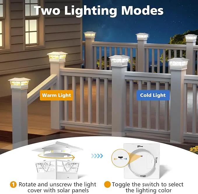 NIORSUN Solar Post Lights Outdoor 4 Pack, 2 Modes LED, Deck Fence Post Solar Lights for 3.5x3.5 4x4 5x5 5.5x5.5 Caps Patio Garden Decoration, White by GreenHaven Gardens