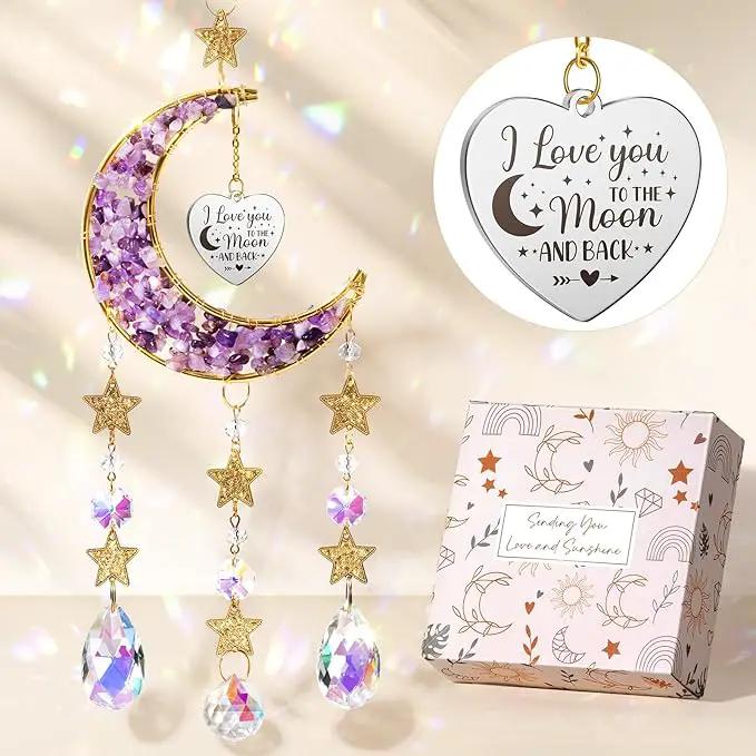 I Love You Gifts for Her Women Wife Girlfriend, Cool Moon Crystal Suncatcher Romantic Birthday Gifts Anniversary Wedding for Mom Her Grandma Wife Couples Wedding Engagement Gifts by GreenHaven Gardens