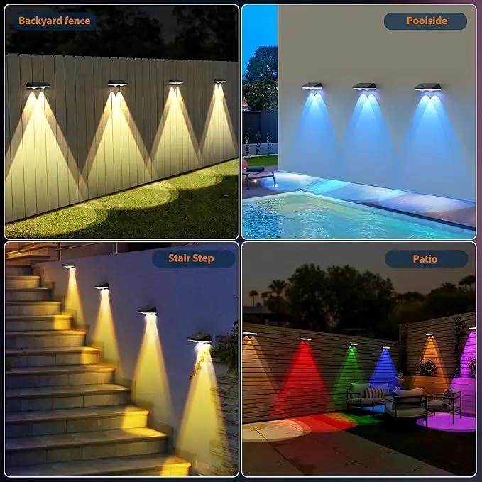 Solar Fence Lights ,RGB & Warm White & 6 Colors Lens LED Dusk to Dawn Deck Light, Fence Solar Lights Outdoor Waterproof, Solar Outdoor Lights for Backyard/Railing/Wall/Step/Patio/Pool -set of 20 by GreenHaven Gardens