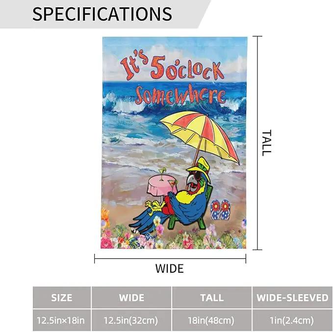 It'S 5 O'Clock Somewhere Garden Flag 12x18 Inch Outdoor Decoration Banner Spring Summer Tropical Beach House Flags Yard Farmhouse Garden Deco Indoor Sign by GreenHaven Gardens