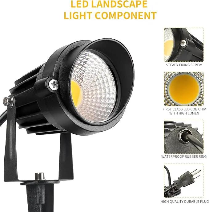 Outdoor Warm White Spot Lights, 3000K Landscape SpotLights, 12W IP65 Waterproof Garden Lights, Metal Case COB Lighting with Spiked Stand for Lawn Decorative Lamp (6 Pack) by GreenHaven Gardens