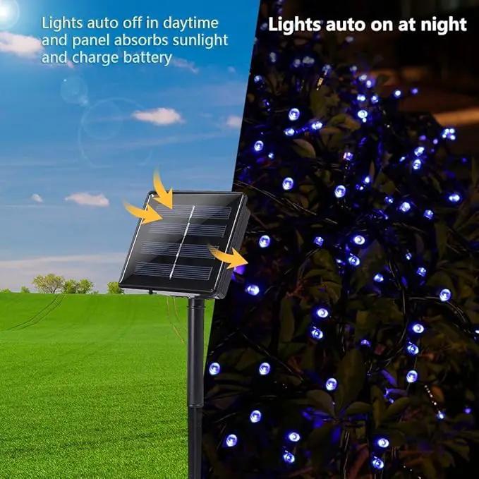 Toodour Solar Christmas Lights, 2 Packs Total 144ft 400 LED 8 Modes Solar String Lights, Waterproof Solar Outdoor Christmas Lights for Garden, Patio, Fence, Balcony, Christmas Tree Decor - Blue by GreenHaven Gardens