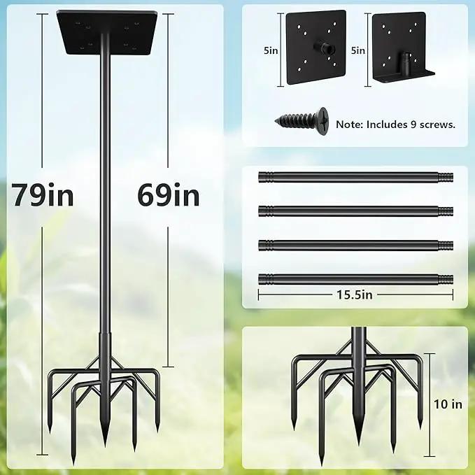 Bird Feeder Pole Kit, 79 Inch Bird House Pole for Outdoors Heavy Duty,5 Base Prongs Adjustable Birds Feeder Stand for House by GreenHaven Gardens
