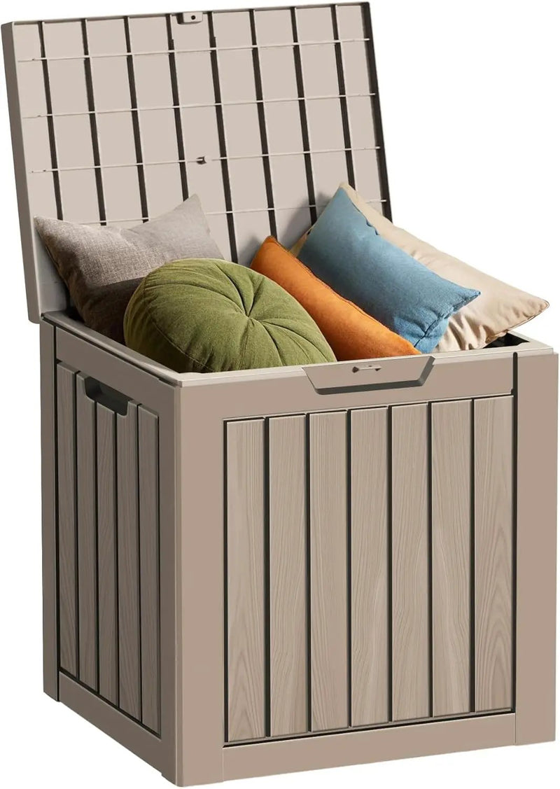 30 Gallon Waterproof Deck Box, Lockable Resin Storage Box for Patio Furniture Cushions Garden Tools and Outdoor Delivery Storage, Coffee by GreenHaven Gardens