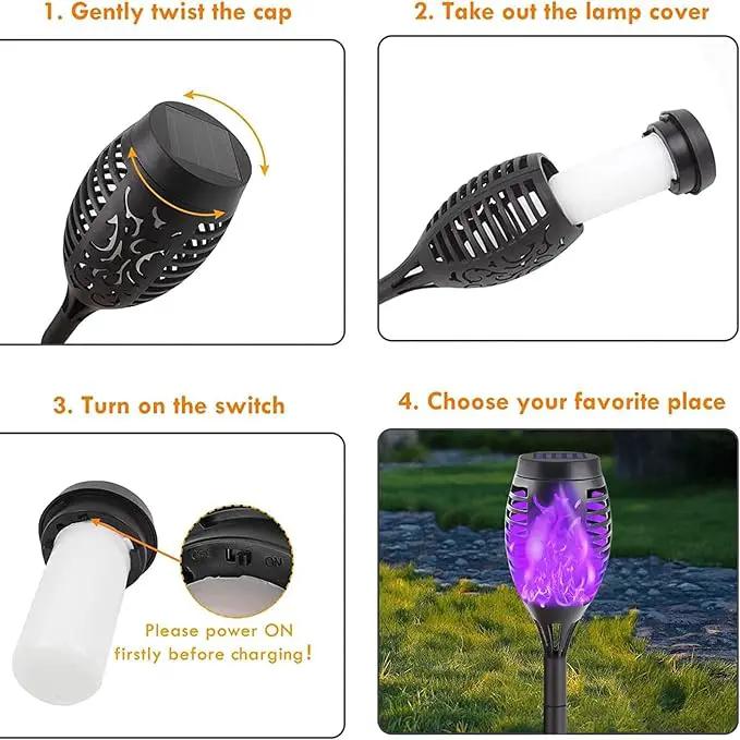 12-Pack Solar Lights Outdoor Waterproof,Halloween Decorations Solar Tiki Torches with Flickering Flame (Upgraded Super Bright),Halloween Solar Lights for Outside Patio Yard Porch Garden Decor （Purple） by GreenHaven Gardens