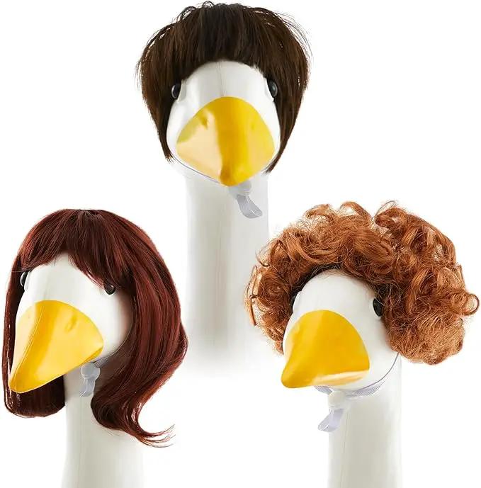 3 Pcs Porch Goose Outfit, Cute Porch Goosey Braid Wig, Crochet Hook Portico Goose Wig for Lawn Goosey Garden by GreenHaven Gardens