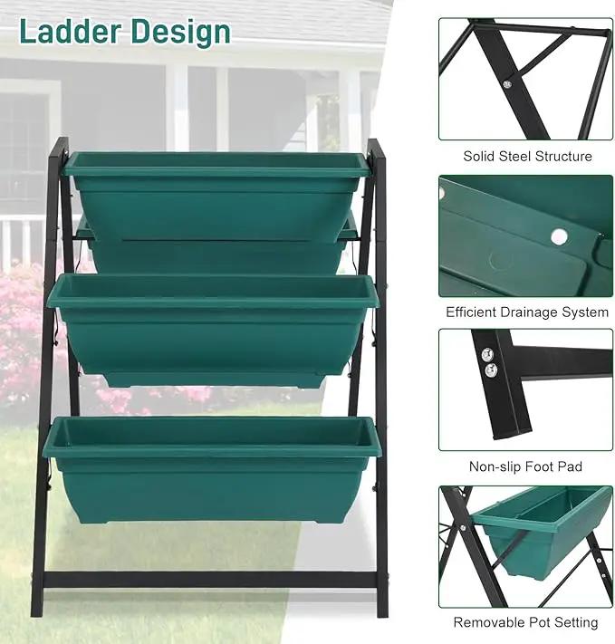 Outvita Green Raised Garden Planter Bed, Tiered Planter Stand with 5 Boxes, Vertical Raised Garden Bed for Herbs, Flowers, Vegetables in Patio Balcony Indoor Outdoor by GreenHaven Gardens