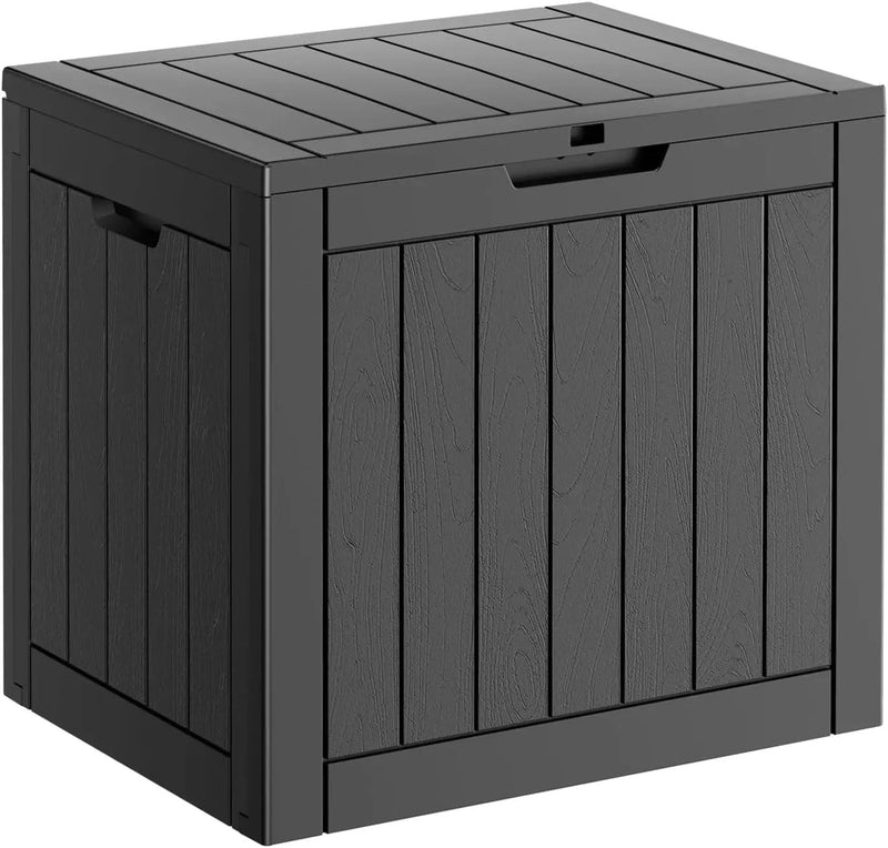 31 Gallon Resin Deck Box, Lockable Patio Outdoor Storage Box for Furniture, Garden Tools and Tools Storage, Waterproof Outside Storage Boxes - Black by GreenHaven Gardens