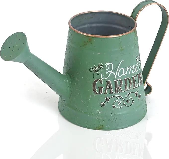 Cute Small Watering Can Indoor Plants Garden Metal Decorative Watering Cans for Outdoor Plants Bonsai Outdoor Garden Flower Decorative (Green, 1.5L, 50.7 Oz) by GreenHaven Gardens