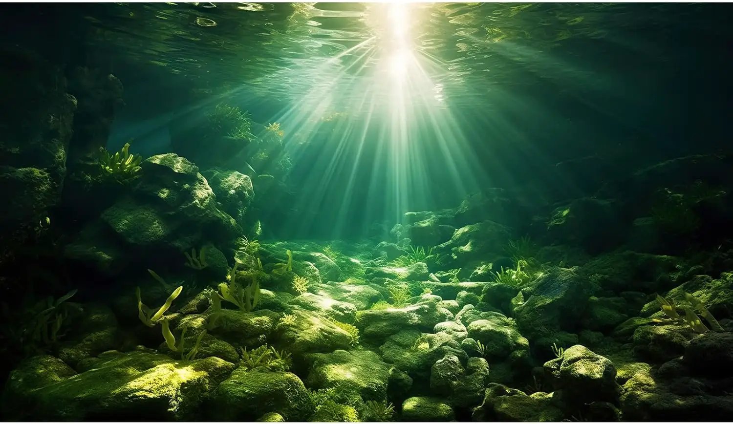 Underwater Sunray Aquarium Background Deep Ocean Rock Cave Fish Tank Background Under The Sea Coral Reef Aquarium Backgrounds Ocean Floor Tropical Fish Terrarium Backgrounds 36x24in by GreenHaven Gardens