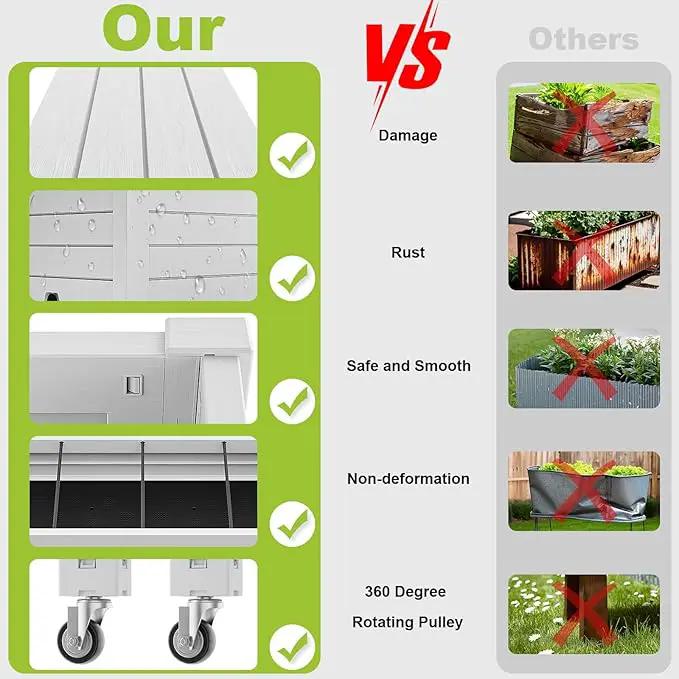 Elevated Raised Garden Bed with Trellis,Outdoor Large Resin Patio Planter Box Stand Divisible with Drain Plug,Water Monitor for Plants Vegetables Flowers Fruits (Ashen, 43.43 * 18.27 * 64.29) by GreenHaven Gardens