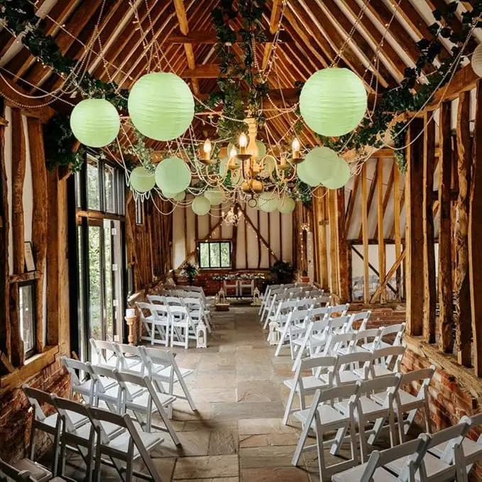 WYZworks - Round Paper Lanterns 10 Pack (Light Apple Green, 8") - Hanging Paper Lanterns Lamp for Wedding, Birthday, Party and Home Decorations with 8", 10", 12", 16" Option by GreenHaven Gardens