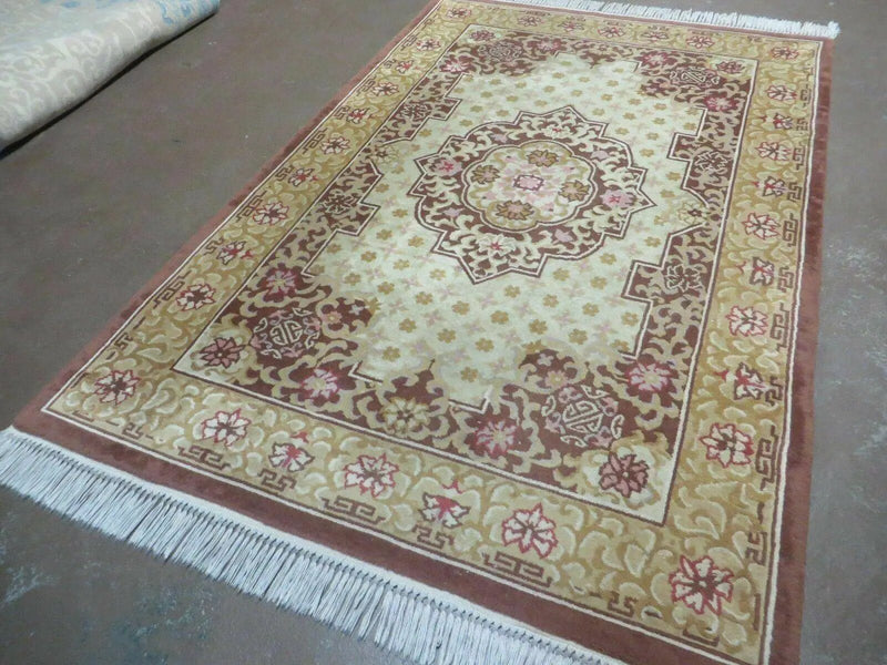 Vintage Chinese Wool Rug 4x6 by Jewel Rugs