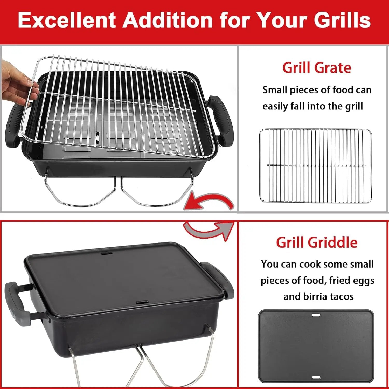 80631 Cast Iron Cooking Griddle for Weber Go-Anywhere Charcoal and Gas Grills, 16"x10" Grill Griddle Pan, Portable for Indoor Stovetop/Outdoor Camping BBQ, Replacement for Weber 70211 3634 67195 by GreenHaven Gardens