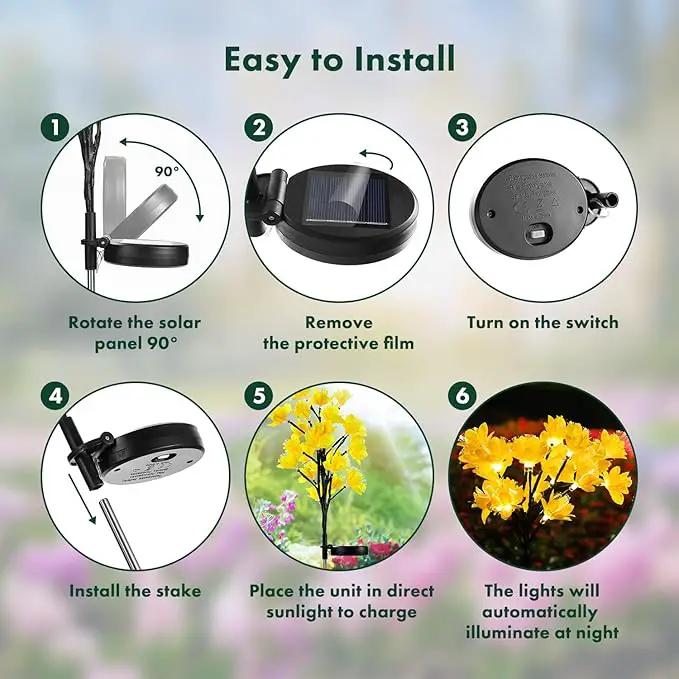 MAGGIFT Solar Lights Outdoor Garden Decorative Flowers, Waterproof Solar Garden Lights with 20 Yellow Lily Flowers,LED Solar Powered Landscape Lights for Yard Garden Patio (Yellow, 4Pack) by GreenHaven Gardens