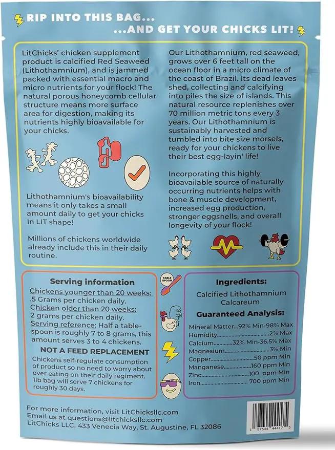 LitChicks’ Calcified Seaweed for Laying Chickens - Crushed Oyster Shell Alternative - Highly Digestible - Single Ingredient - Helps with Egg Laying & Flock Health. by GreenHaven Gardens