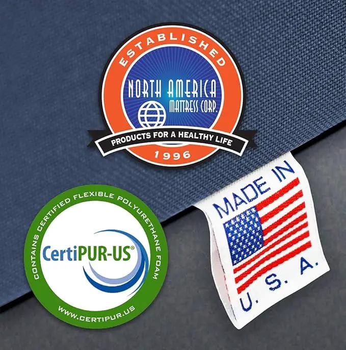 North American Mattress 6' Outdoor Picnic Bench Seat Cushion - 2 Piece Set; 72" (6ft) x 10" x 3"; Navy Blue - Folding & Easy to Carry by GreenHaven Gardens