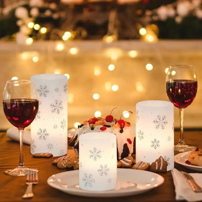 KunSween Christmas Flameless Candles with Timer, 3 Pack LED Pillar Candles with Silver Snowflake Decals and Real Wax, Christmas Winter Decorations for Home Indoor Table Centerpieces by GreenHaven Gardens