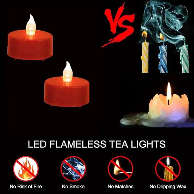 Tea Light Candles with Remote Control,50pack Flickering Flameless LED Candle,Long Lasting 400+Hours,Battery Operated with Timer for Home Decoration Seasonal &Festival Celebration Red by GreenHaven Gardens