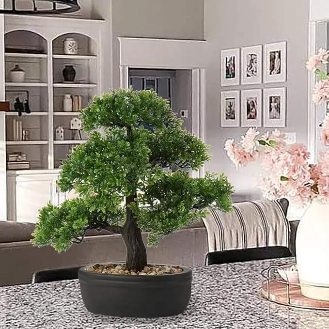 Artificial Bonsai Tree Juniper Faux Plants Indoor Small Fake Plants Decor with Ceramic Pots for Home Table Office Desk Bathroom Shelf Bedroom Living Room Farmhouse Decorations by GreenHaven Gardens