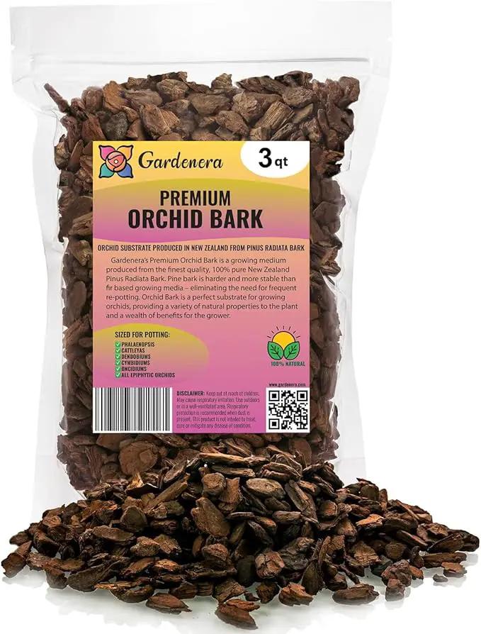 Premium Grade New Zealand Pinus Radiata Bark by Gardenera - Organic Hand Mixed New Zealand Pine Bark for Orchids - Medium Chips 9-12mm - 3 Quart by GreenHaven Gardens