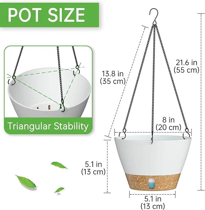 ZMTECH Hanging Planters for Indoor Plants Set of 2 Self Watering Hanging Pots Hanging Baskets Hanging Flower Pots for Outdoor Hanging Plants(8 Inch, White) by GreenHaven Gardens
