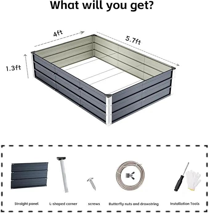 Galvanized Raised Garden Bed 6x4x1.3ft, Durable Elevated Flower Bed, Rust-Proof Metal Garden Bed for Vegetables, Fruits, Flowers & Herbs by GreenHaven Gardens