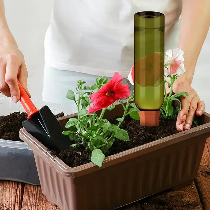 6 Sets Plant Watering Devices Include Terracotta Self Watering Spikes and 26 oz Plastic Bottles, Slow Release Vacation Insert Automatic Plant Waterer Device (Clear Green and Terracotta) by GreenHaven Gardens
