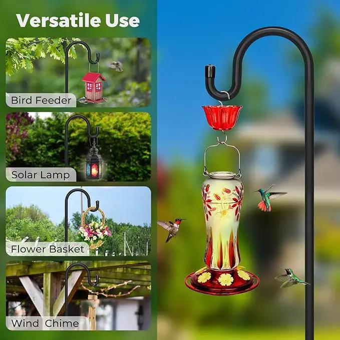 Kingsyard Adjustable Shepherd Hooks for Outdoor - 76 INCH Heavy Duty Bird Feeder Pole with 5 Prong Base, Hummingbird Feeder Stand, Garden Plant Baskets, Weddings Decor, Solar Light Lanterns by GreenHaven Gardens