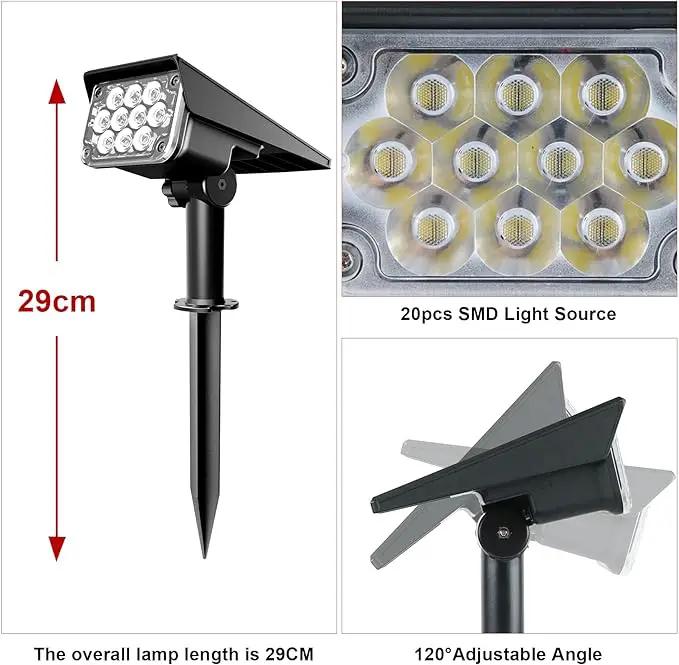 Green Solar Spot Lights Outdoor, St. Patrick's Day Decor Lights with IP65 Waterproof 20 LEDs Solar Landscape Spotlights for Garden Path Yard Holiday Christmas 4 Pack by GreenHaven Gardens