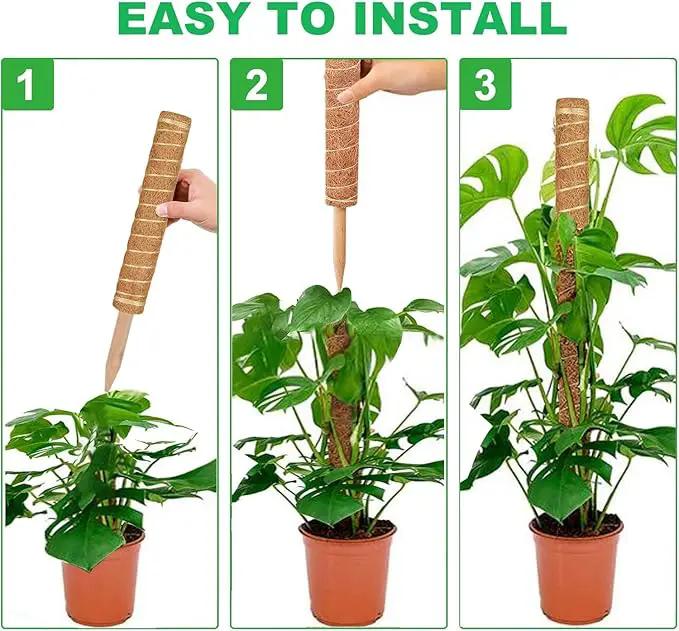 Moss Pole, 4 Pack 15Inch Monstera Plant Support Stackable Moss Poles for Plants, Moss Sticks with 15pcs Labels and 78in Garden Ties,Monstera Plant Stake for Climbing Plants,Can Stacked Up to 42” by GreenHaven Gardens