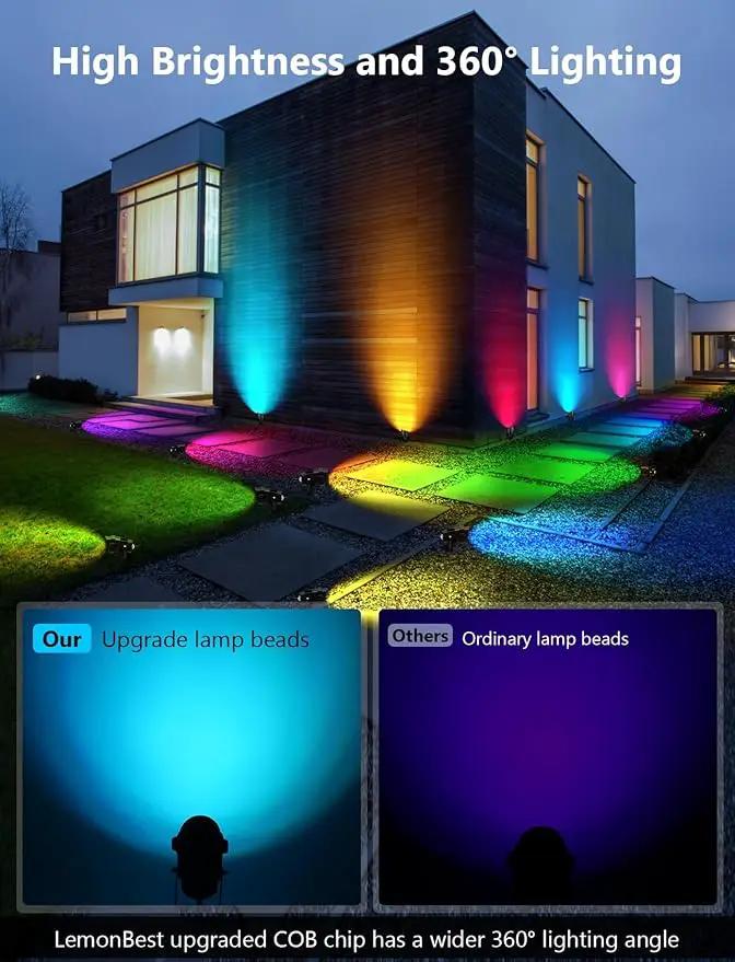 Christmas Spotlight Outdoor 12W RGBW LED Color Changing Landscape Lights with Remote Control 120V Waterproof Plug in Spot Lights Outdoor Landscape Light for Tree Yard Garden Christmas, 8 Pack by GreenHaven Gardens