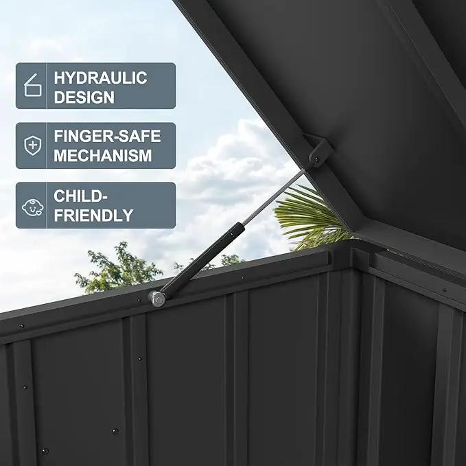PURPLE LEAF Outdoor Deck Box 160 Gallon Waterproof Lockable Storage Box Container with Lid Deck Organization for Patio Cushions Side Table Pool Accessories Garden Tools, Gray by GreenHaven Gardens