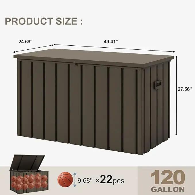 PURPLE LEAF Outdoor Deck Box 120 Gallon Waterproof Lockable Storage Box Container with Lid Deck Organization for Patio Cushions Side Table Pool Accessories Garden Tools, Brown by GreenHaven Gardens