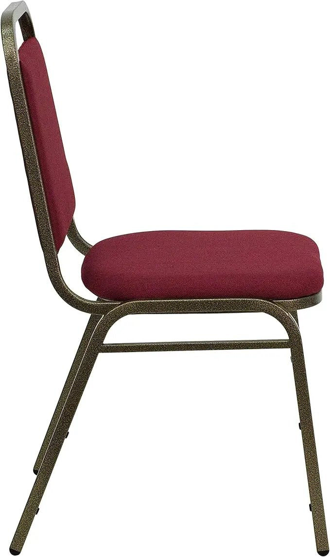 EMMA + OLIVER Trapezoidal Back Fabric Upholstered Stackable Banquet Chair, Multipurpose Stacking Chair with Padded Seat and Back, Burgundy/Gold by GreenHaven Gardens