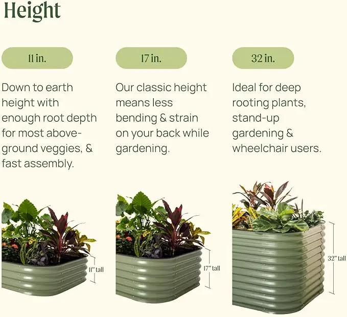Vego garden 11" Tall 42" Round Raised Garden Bed Metal Raised Bed Planter Box for Vegetables Flowers Patio, Pearl White by GreenHaven Gardens