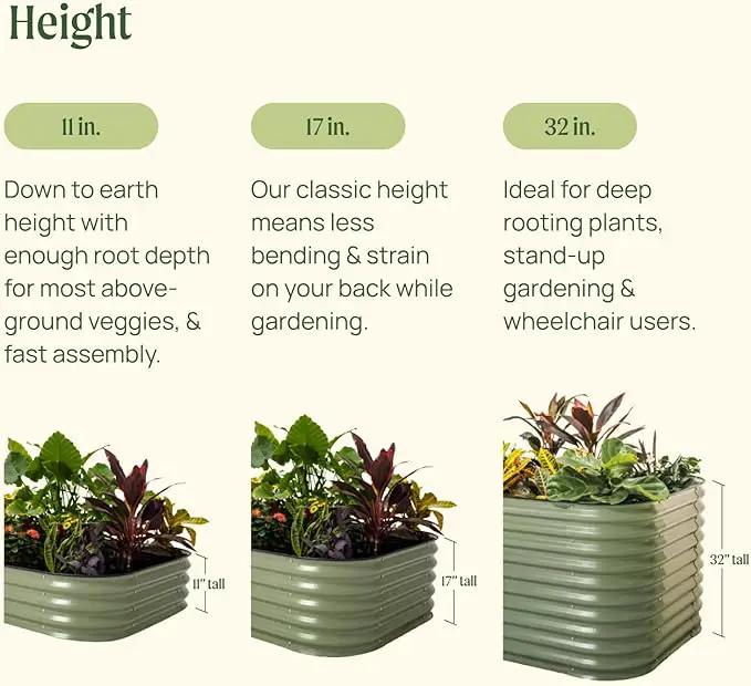 Vego garden Raised Garden Bed Kits, 11" Tall 9 in 1 8ft X 2ft Metal Raised Planter Bed for Vegetables Flowers Ground Planter Box-Pearl White by GreenHaven Gardens