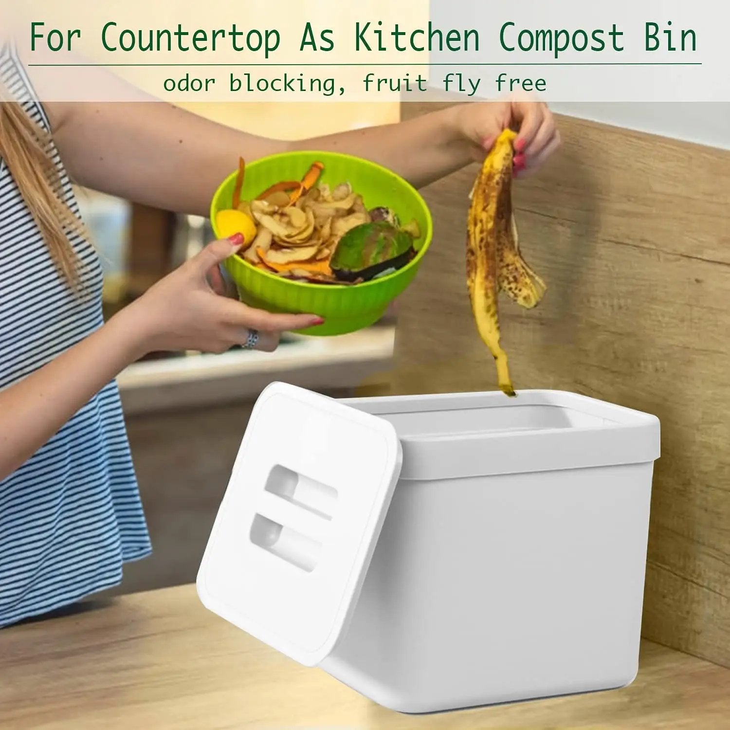 LALASTAR Trash Can with Lid, Wall-Mounted Under Sink Small Garbage Can for Kitchen, Bathroom, Hanging Plastic Trash Can, 1.8 Gallon, White by GreenHaven Gardens