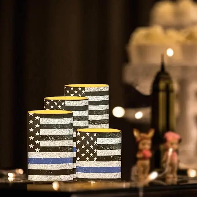 Flameless LED Candles Electric Candles with Remote Timer Control Long Lasting Tealights Fake Candles Set of 4, for Independence Day Party Decoration for July Fourth, American Flag Blue by GreenHaven Gardens